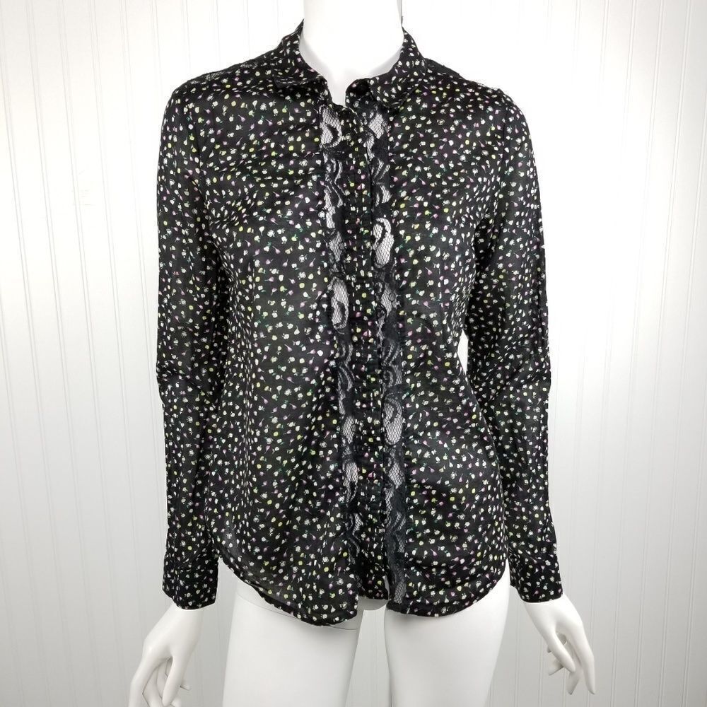 Lauren Conrad Floral Button Down Blouse Medium